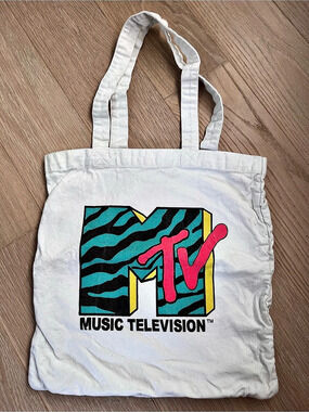 MTV Music Television tote Bag - White & Black Graphic